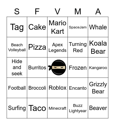 Cool Binbong Bingo Card