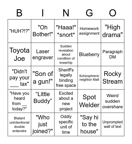 Ron Bingo Card