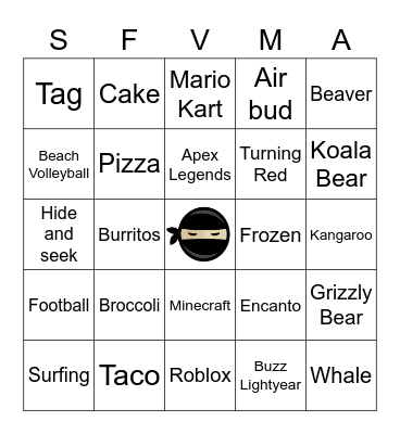Cool Binbong Bingo Card
