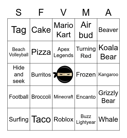 Cool Binbong Bingo Card