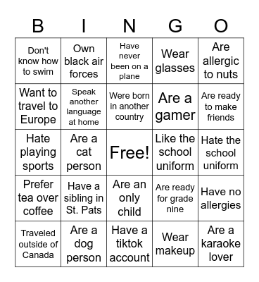 ST22 ICE BREAKER Bingo Card