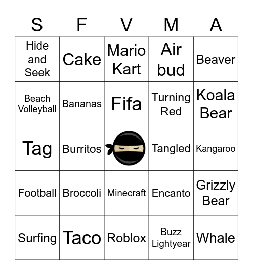 Cool Binbong Bingo Card
