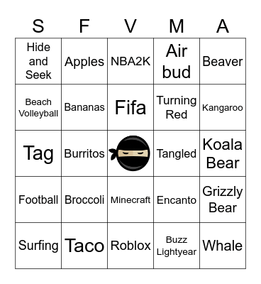 Cool Binbong Bingo Card
