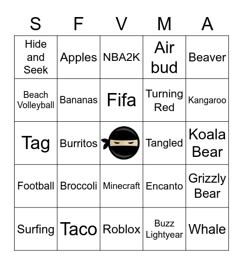 Cool Binbong Bingo Card