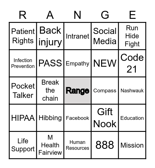 N.E.W. Bingo Card