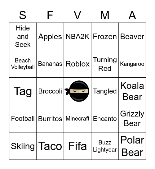 Cool Binbong Bingo Card
