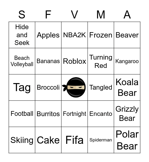 Cool Binbong Bingo Card