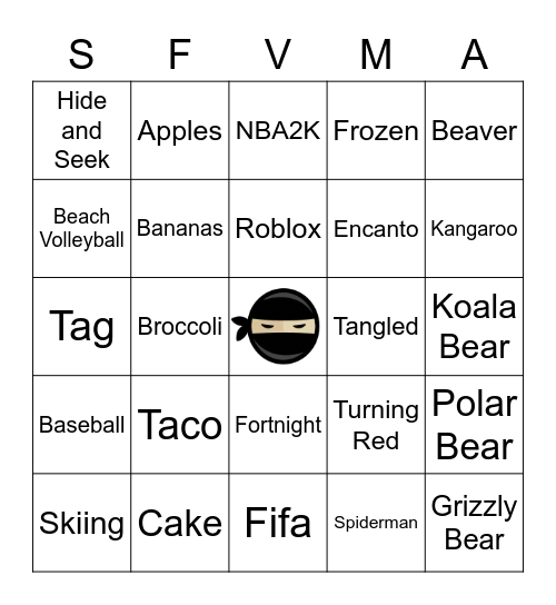 Cool Binbong Bingo Card