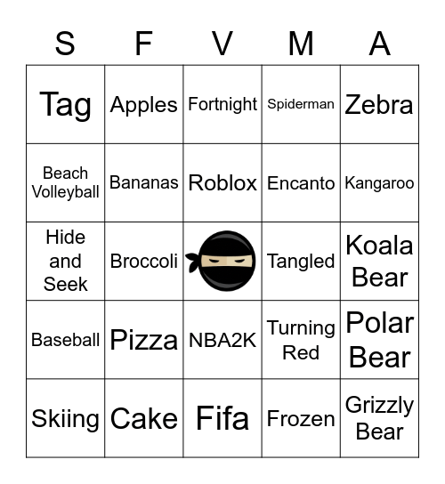 Cool Binbong Bingo Card