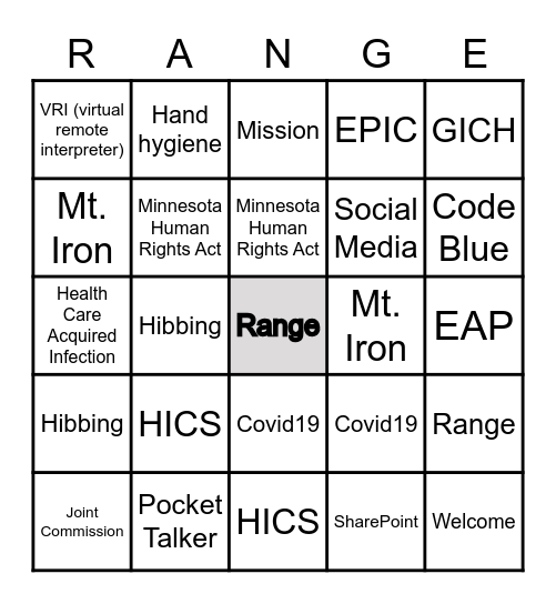 N.E.W. Bingo Card