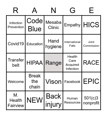 N.E.W. BINGO Card