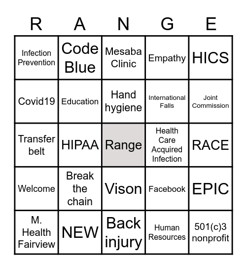 N.E.W. BINGO Card