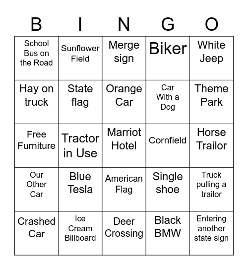 Redwood Bingo Card