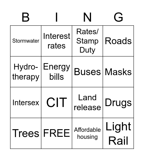 DLO Bingo Card