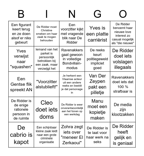 De Ridder Bingo Card