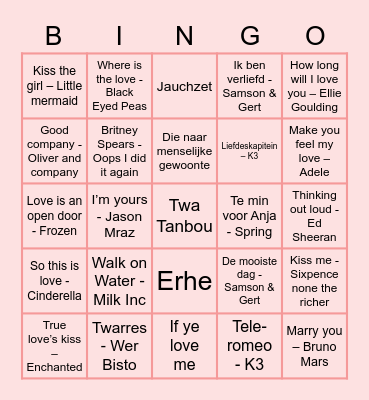 Muzikale Bingo - Love Edition Bingo Card