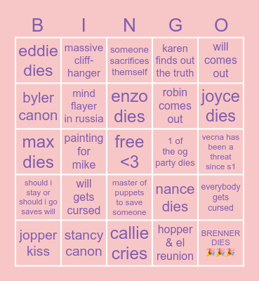 ST4 Vol 2 💜 Bingo Card