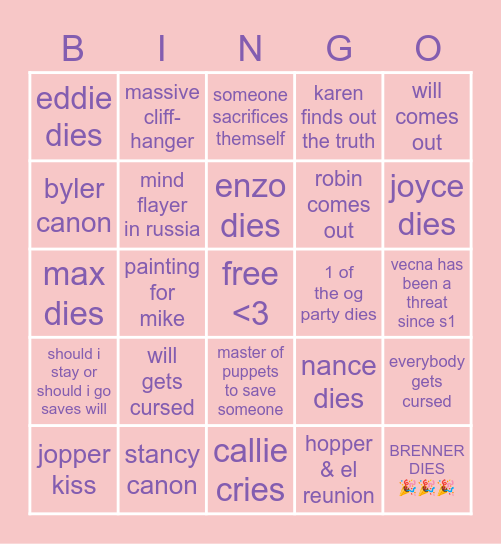 ST4 Vol 2 💜 Bingo Card