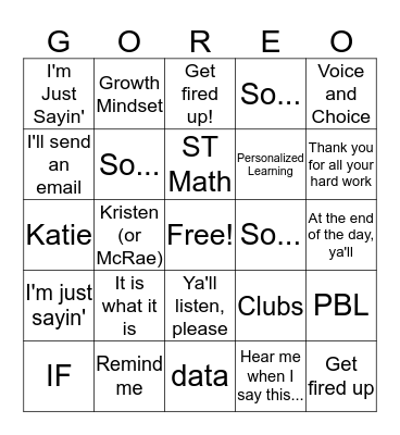 GOREO Bingo Card