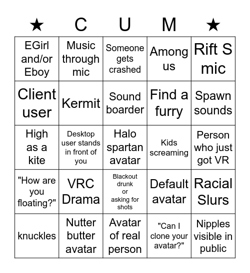 VRChat Bingo Card