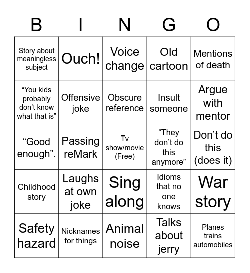 Mark Bingo Card