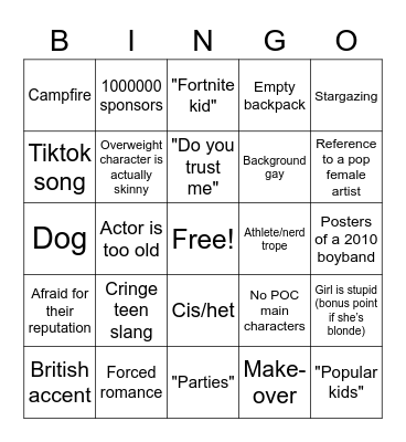 Netflix Originals plot lines Bingo Card