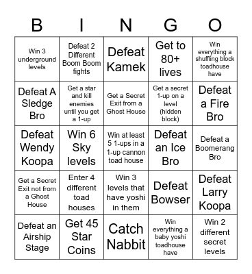 NSMBU Bingo Card