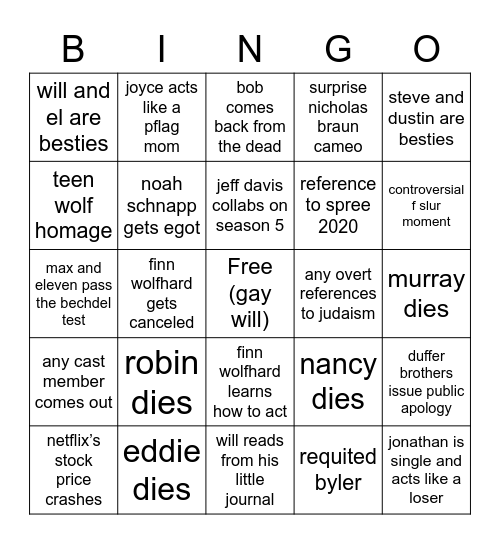 stranger things s4v2 bingo (ideal world) Bingo Card