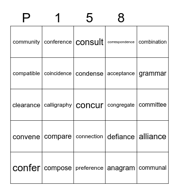 Purple 158 Bingo Card