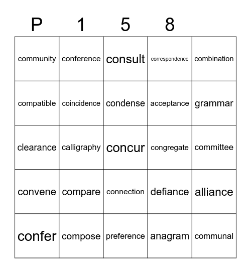 Purple 158 Bingo Card