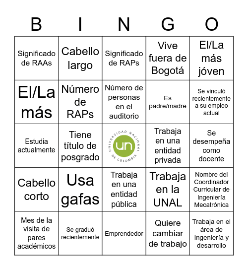 Encuentro Egresados Ingeniería Mecatrónica 2022 Bingo Card