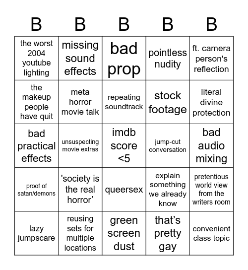 bbbbbb Bingo Card