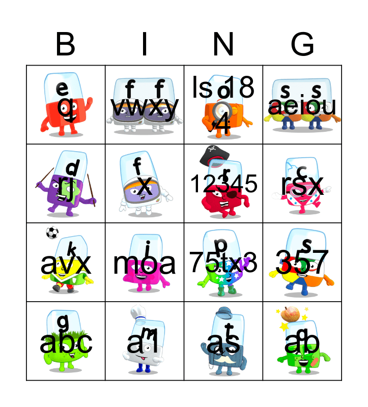 Alphablocks Phase 2 Bingo Card