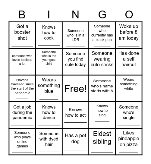 OrSem Human Bingo Card