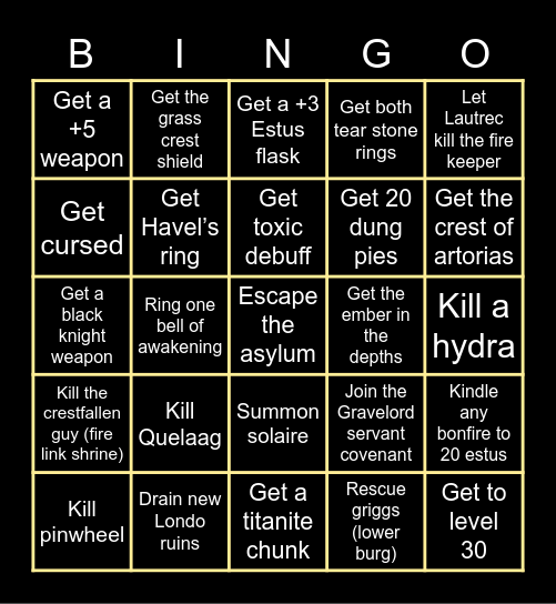 Dark souls bingo Card