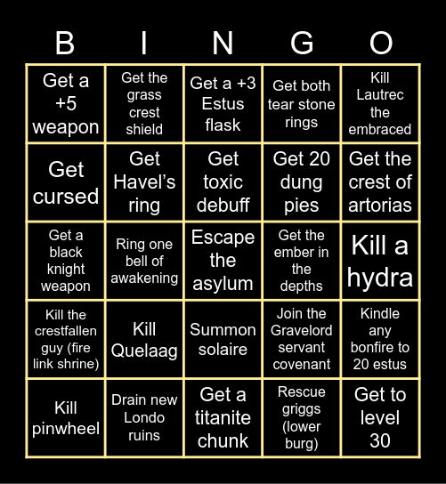 Dark souls bingo Card