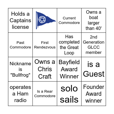 2022 GLCC Rendezvous Bingo Card