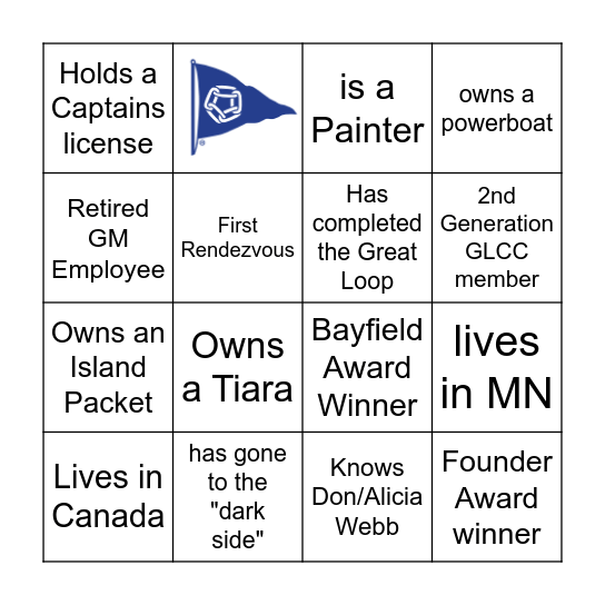 2022 GLCC Rendezvous Bingo Card