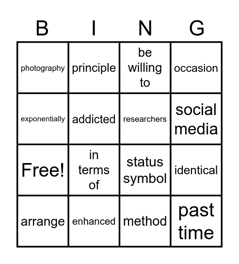 Unit 2 Vocabulary 2 Bingo Card