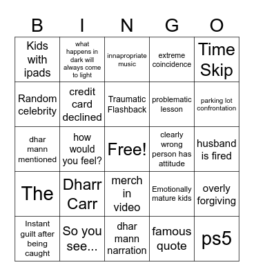 Dharmann Bingo Card