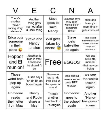 Stranger Things Vol2 Bingo Card