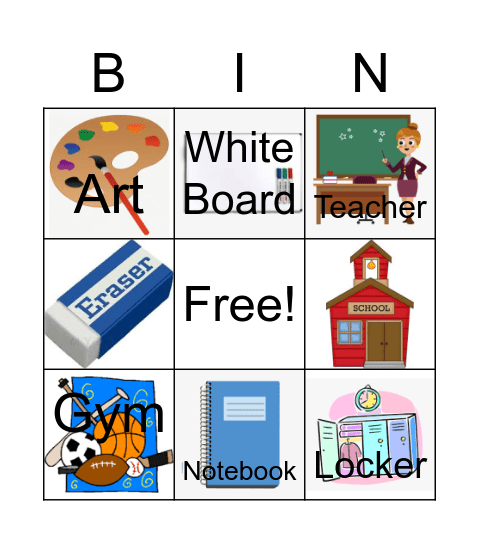 SCHOOL Bingo Card