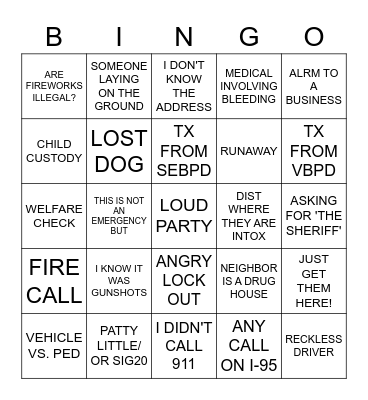 2022 JULY 4TH *911* Bingo Card