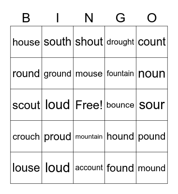 Ou bingo Card