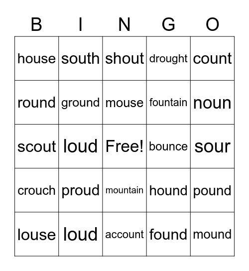 Ou bingo Card