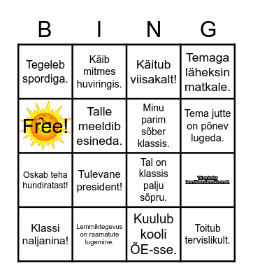 Minu klass Bingo Card