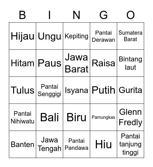 Punya Belle Bingo Card