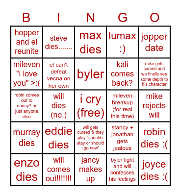 VOLUME 2 PREDICTIONS Bingo Card