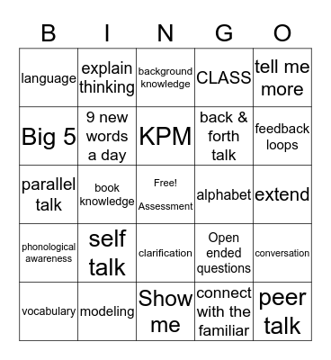 Language Bingo Card