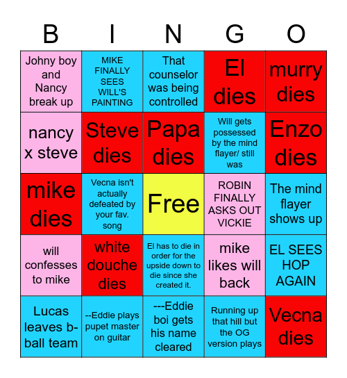 Stranger Things S4 V2 Bingo Card